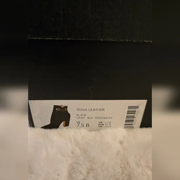Coach Tessa Leather Black Heeled Boots Size 7.5 B  Style G5321 With Box