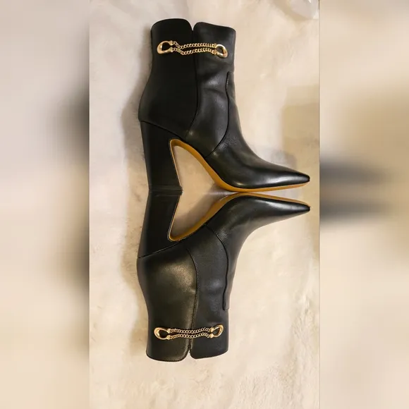 Coach Tessa Leather Black Heeled Boots Size 7.5 B  Style G5321 With Box