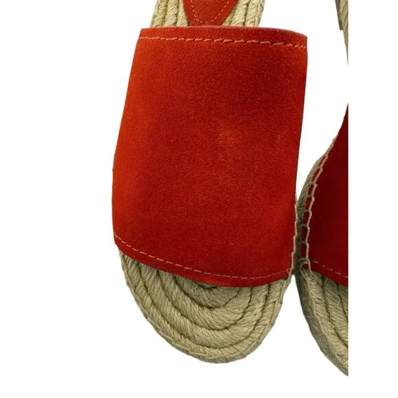 COACH Women’s 8M Claudia Suede Slide Sandals Deep Coral Leather NEW