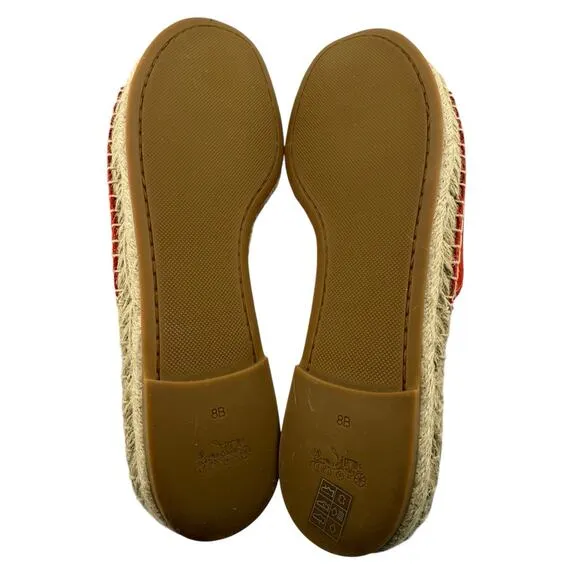 COACH Women’s 8M Claudia Suede Slide Sandals Deep Coral Leather NEW