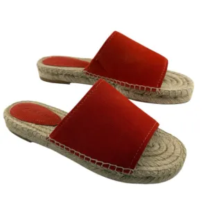 COACH Women’s 8M Claudia Suede Slide Sandals Deep Coral Leather NEW