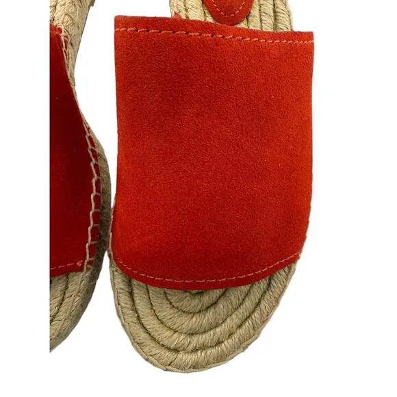 COACH Women’s 8M Claudia Suede Slide Sandals Deep Coral Leather NEW