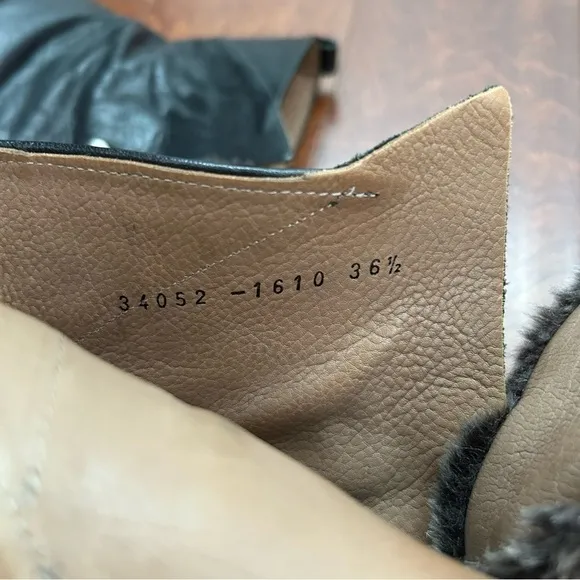 Coclico Mack Black Leather Boots, Faux Fur Tongue, Hook &amp; Eye Closure, Size 6.5