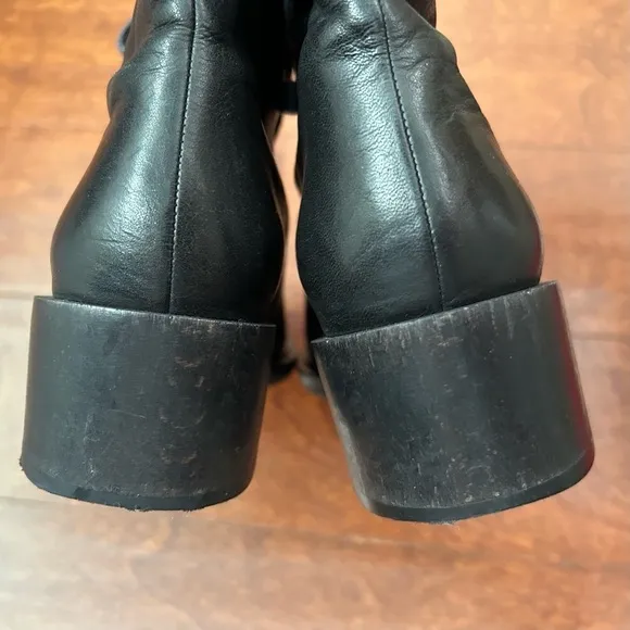 Coclico Mack Black Leather Boots, Faux Fur Tongue, Hook &amp; Eye Closure, Size 6.5