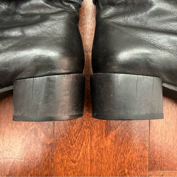 Coclico Mack Black Leather Boots, Faux Fur Tongue, Hook &amp; Eye Closure, Size 6.5