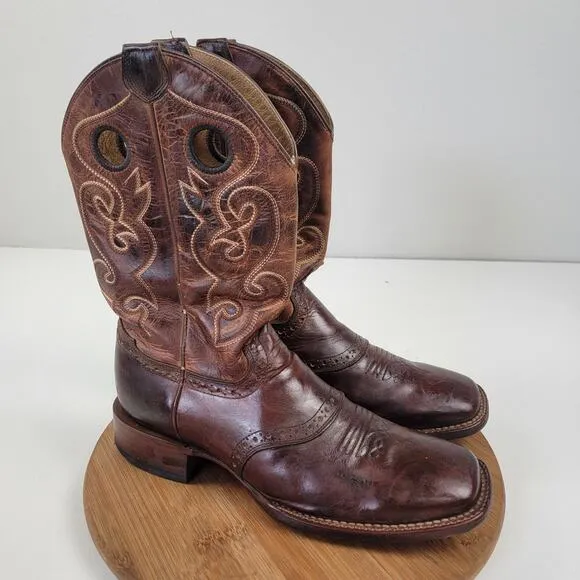 Cody James BB02 Saddle Vamp Brown Western Broad Square Toe Boots Men’s Size 10D