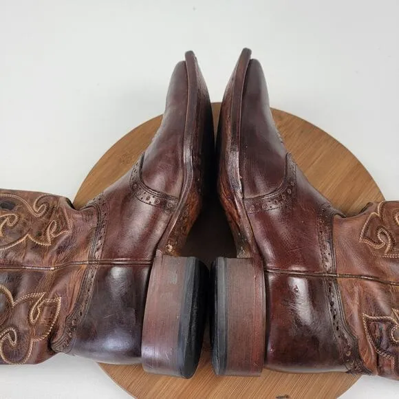 Cody James BB02 Saddle Vamp Brown Western Broad Square Toe Boots Men’s Size 10D