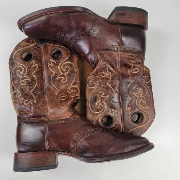 Cody James BB02 Saddle Vamp Brown Western Broad Square Toe Boots Men’s Size 10D
