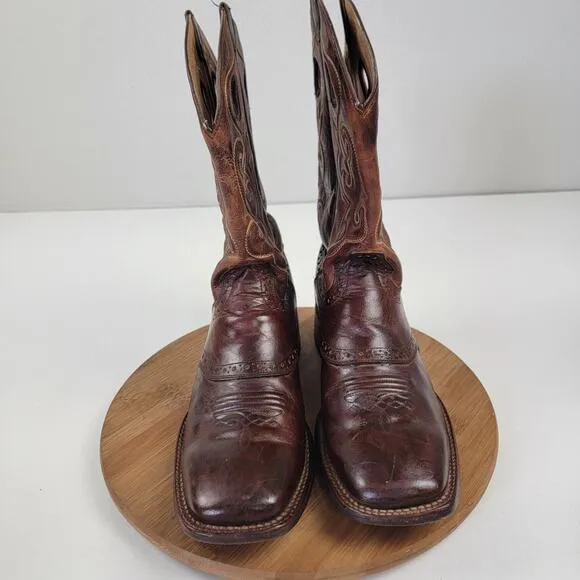 Cody James BB02 Saddle Vamp Brown Western Broad Square Toe Boots Men’s Size 10D