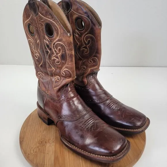 Cody James BB02 Saddle Vamp Brown Western Broad Square Toe Boots Men’s Size 10D