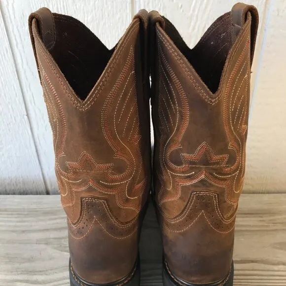 Cody James Mens Brown Brogue Saddle Vamp Cowboy Western Work Boots 11 D C9MR8