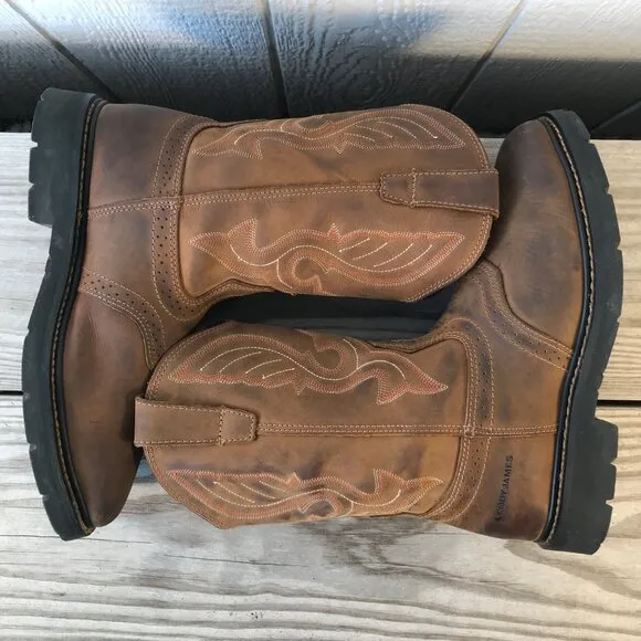 Cody James Mens Brown Brogue Saddle Vamp Cowboy Western Work Boots 11 D C9MR8