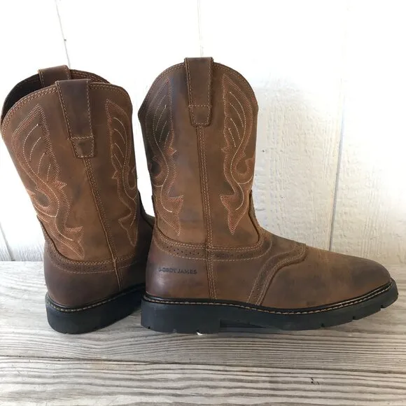 Cody James Mens Brown Brogue Saddle Vamp Cowboy Western Work Boots 11 D C9MR8