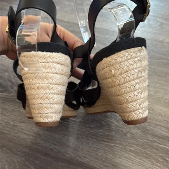 Cole Haan Black Wedge Sandals 9.5