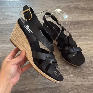 Cole Haan Black Wedge Sandals 9.5
