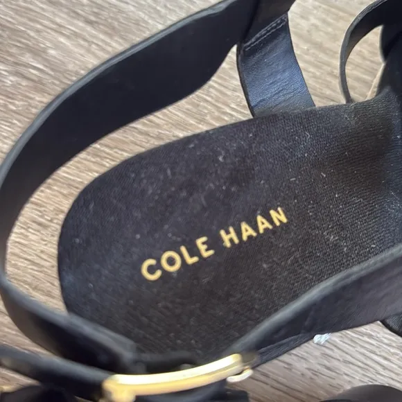 Cole Haan Black Wedge Sandals 9.5