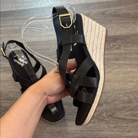 Cole Haan Black Wedge Sandals 9.5