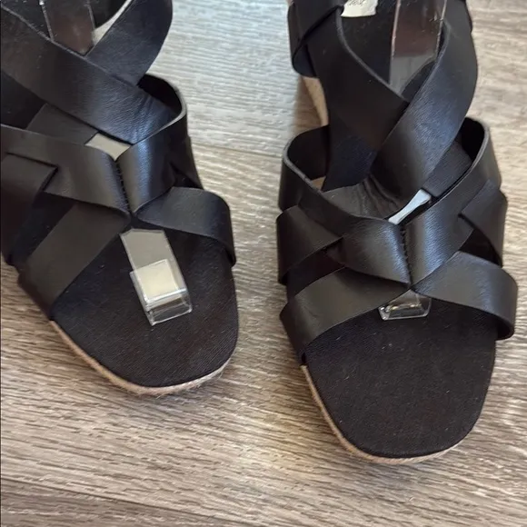 Cole Haan Black Wedge Sandals 9.5