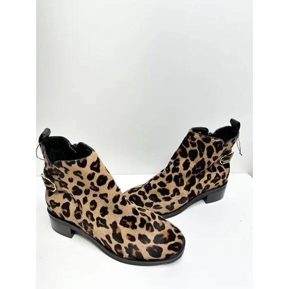 Cole Haan Boots Womens Size 6.5B Kimberly Waterproof Leopard Calf Skin Booties