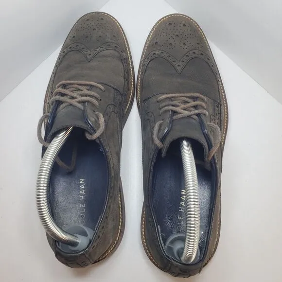 Cole Haan C26138 Dark Gray Leather Wingtip Lace-Up Oxford Shoes Men's US 9.5M