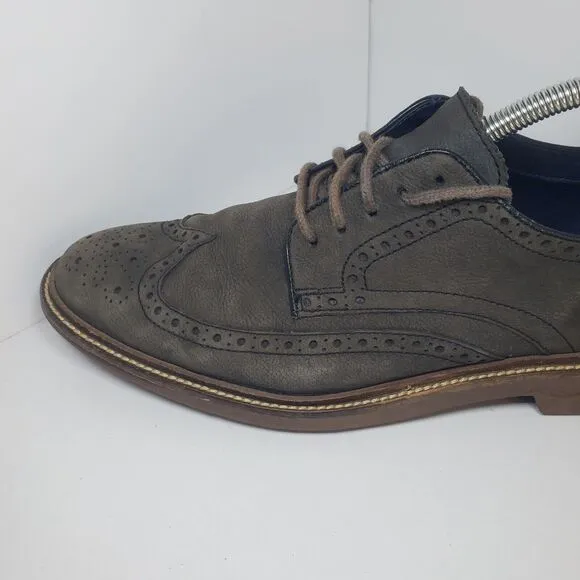 Cole Haan C26138 Dark Gray Leather Wingtip Lace-Up Oxford Shoes Men's US 9.5M