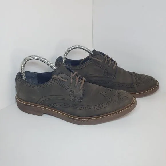 Cole Haan C26138 Dark Gray Leather Wingtip Lace-Up Oxford Shoes Men's US 9.5M