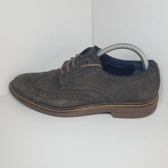 Cole Haan C26138 Dark Gray Leather Wingtip Lace-Up Oxford Shoes Men's US 9.5M