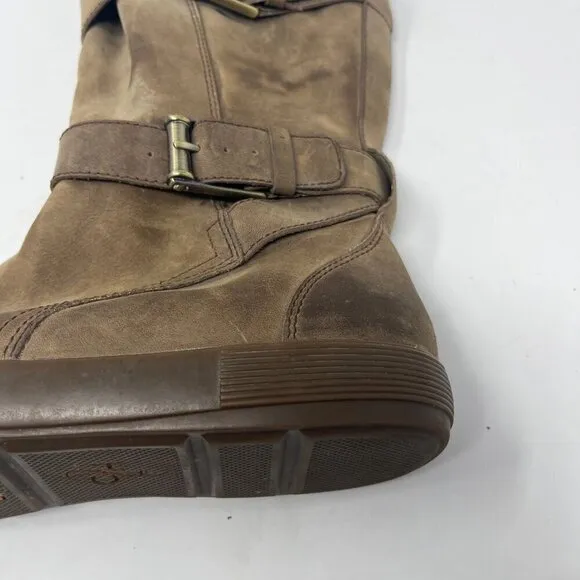 Cole Haan Colby flat boots high knee taupe leather 7.5 women