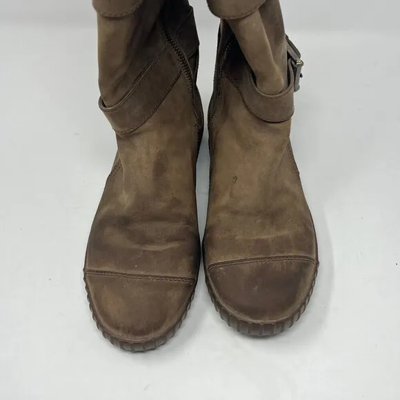 Cole Haan Colby flat boots high knee taupe leather 7.5 women