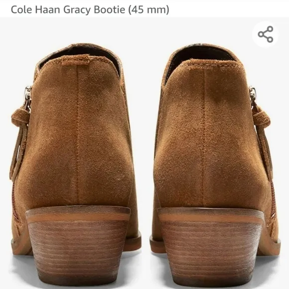 Cole Haan Gracy Bootie (45 mm) Earthen Agora Burnished Suede Boots