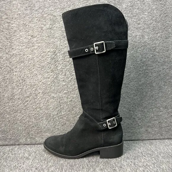 Cole Haan Indiana Waterproof Black Suede Riding Boots Size 6.5 EUC