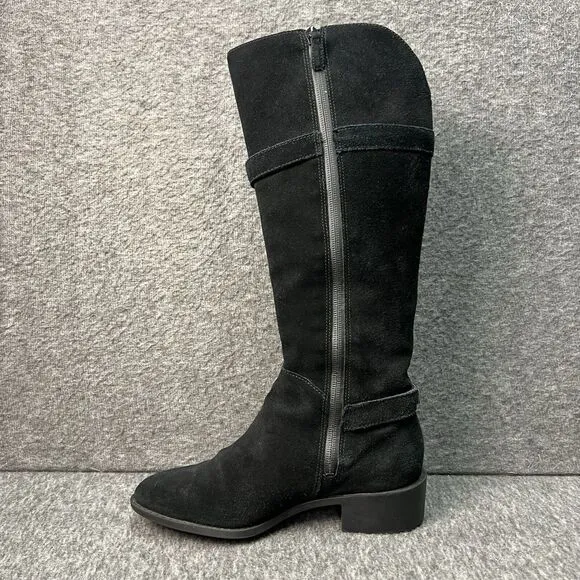 Cole Haan Indiana Waterproof Black Suede Riding Boots Size 6.5 EUC