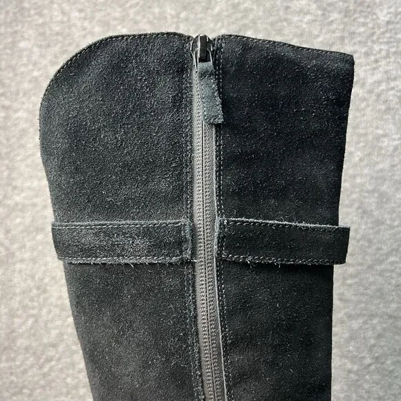 Cole Haan Indiana Waterproof Black Suede Riding Boots Size 6.5 EUC