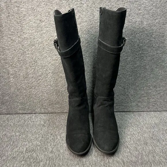 Cole Haan Indiana Waterproof Black Suede Riding Boots Size 6.5 EUC