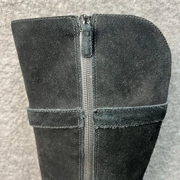 Cole Haan Indiana Waterproof Black Suede Riding Boots Size 6.5 EUC