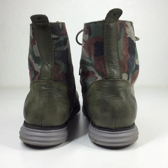 COLE HAAN Lunargrand Boots Green Camo Waterproof Grey Sole Men's (15)