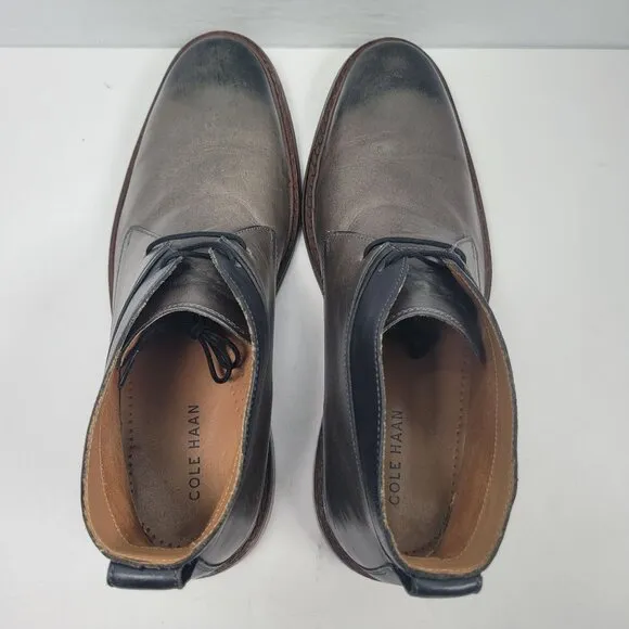 Cole Haan Men's Grey Burnished Leather Chukka Ankle Boots C23862 US Size 11M
