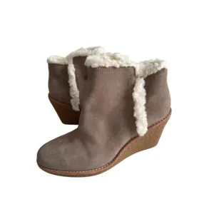 COLE HAAN Tan Beige Suede Wedge Ankle Booties Boots Size 6.5