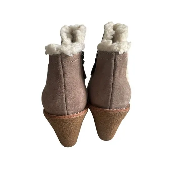 COLE HAAN Tan Beige Suede Wedge Ankle Booties Boots Size 6.5