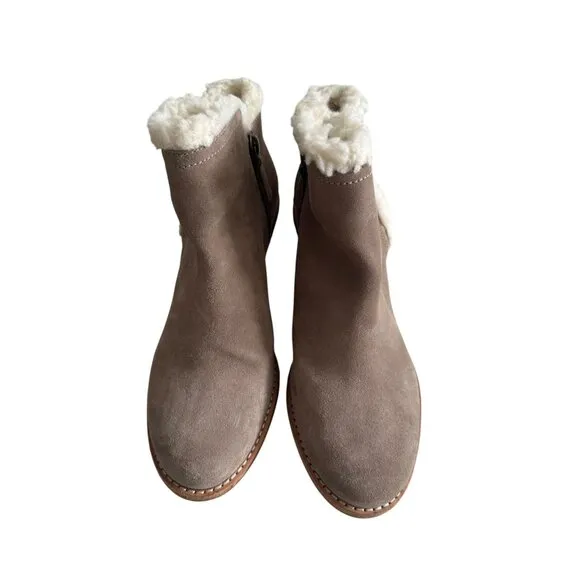 COLE HAAN Tan Beige Suede Wedge Ankle Booties Boots Size 6.5