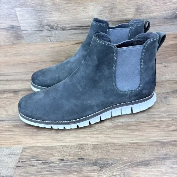 Cole Haan ZeroGrand Chelsea Boots Men's 10.5M Grey Suede Waterproof Pull On