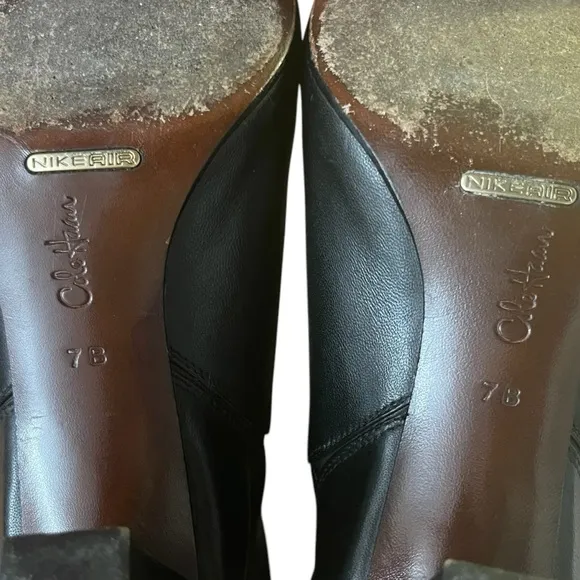 Cole Hahn Nikeair Black leather Knee High Pull-on Boot Womens Sz.7 Classic