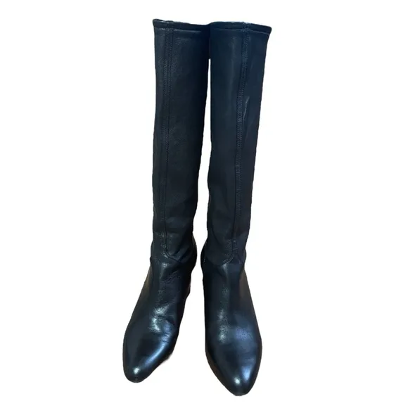 Cole Hahn Nikeair Black leather Knee High Pull-on Boot Womens Sz.7 Classic