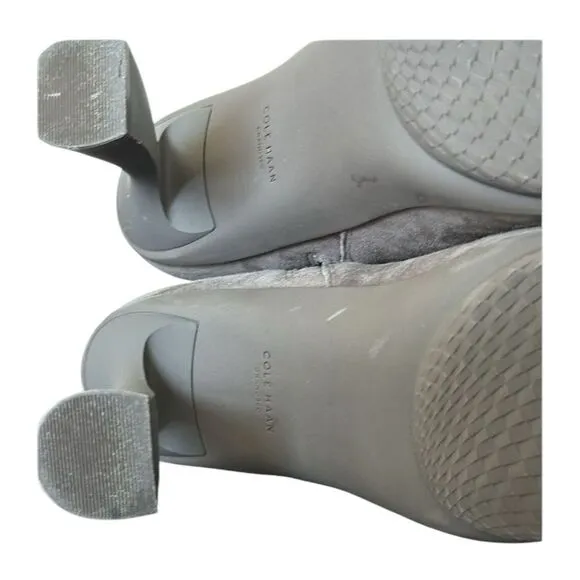 Cole Hann Grand Ambition York Bootie Boot in Gray Grey Suede 3.5&quot; heel Size 8