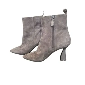 Cole Hann Grand Ambition York Bootie Boot in Gray Grey Suede 3.5&quot; heel Size 8