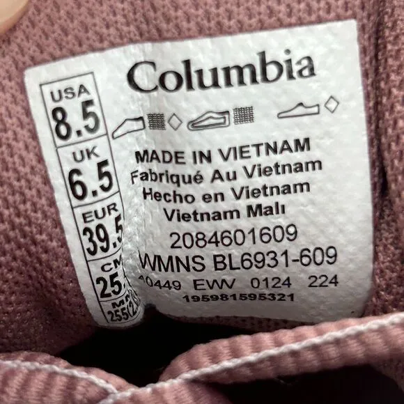 Columbia Novo Trail Mid Womens Size 8.5 Hiker Hiking Shoes Pink Outdoor NEW