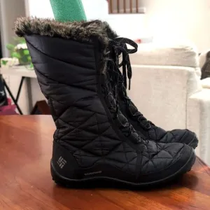 Columbia Omni-Grip Black Quilted Faux-Fur Lined Waterproof Winter Boots Sz 6