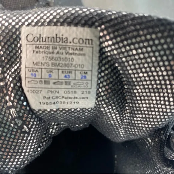 Columbia Winter Boots Waterproof Men’s Black &amp; Gray Techlite Size 10 BM2807-010
