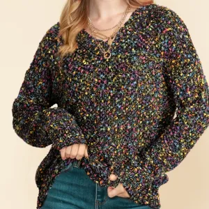 Confeti Pop Heathered Sweater - Black