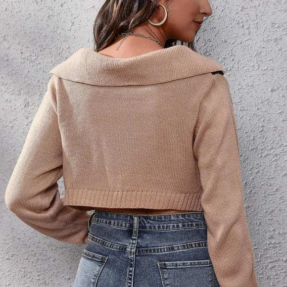 Contemporary Print Cropped Sweater